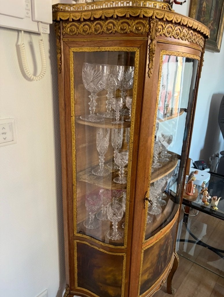 Antieke Vitrine Lodewijk XV Stijl, Antiek en Kunst, Ophalen