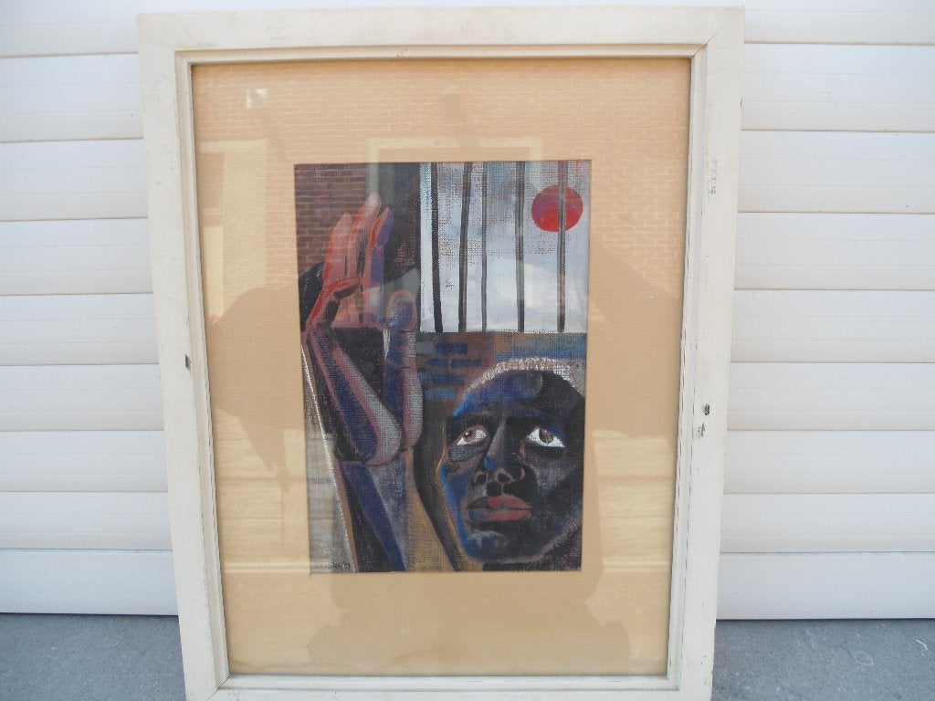 Jan Patoor 1936-2016 Technique mixte 1957, Antiquités & Art, Art | Dessins & Photographie, Autres types, Technique mixte, Sous verre