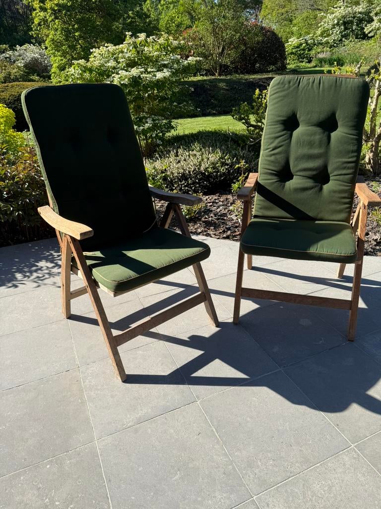 Verstelbare Gloster tuinstoel met kussen, Ophalen, Zo goed als nieuw, Teakhout, Verstelbaar