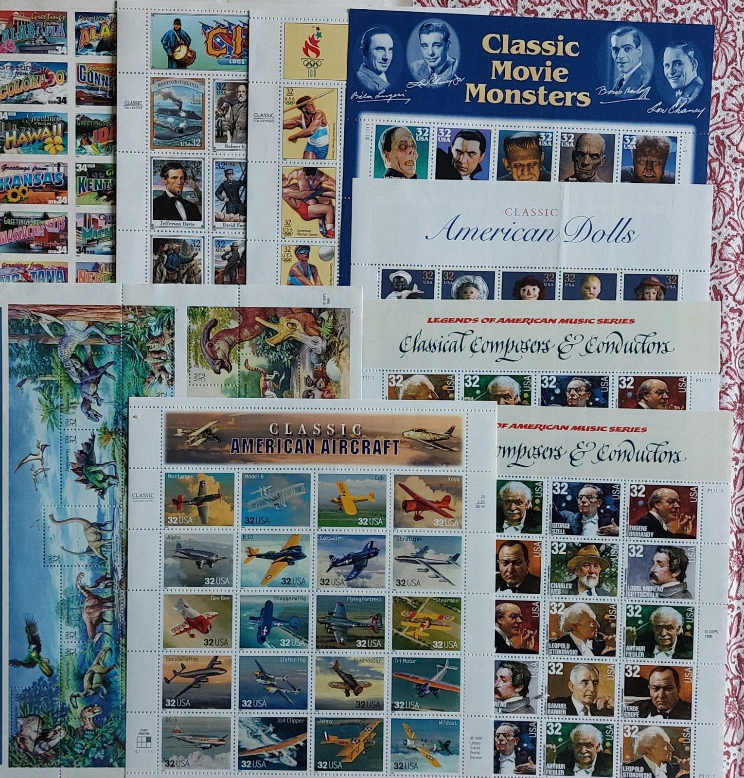 plus de 200 timbres USA en blocs, Enlèvement ou Envoi, Non oblitéré, Amérique du Nord