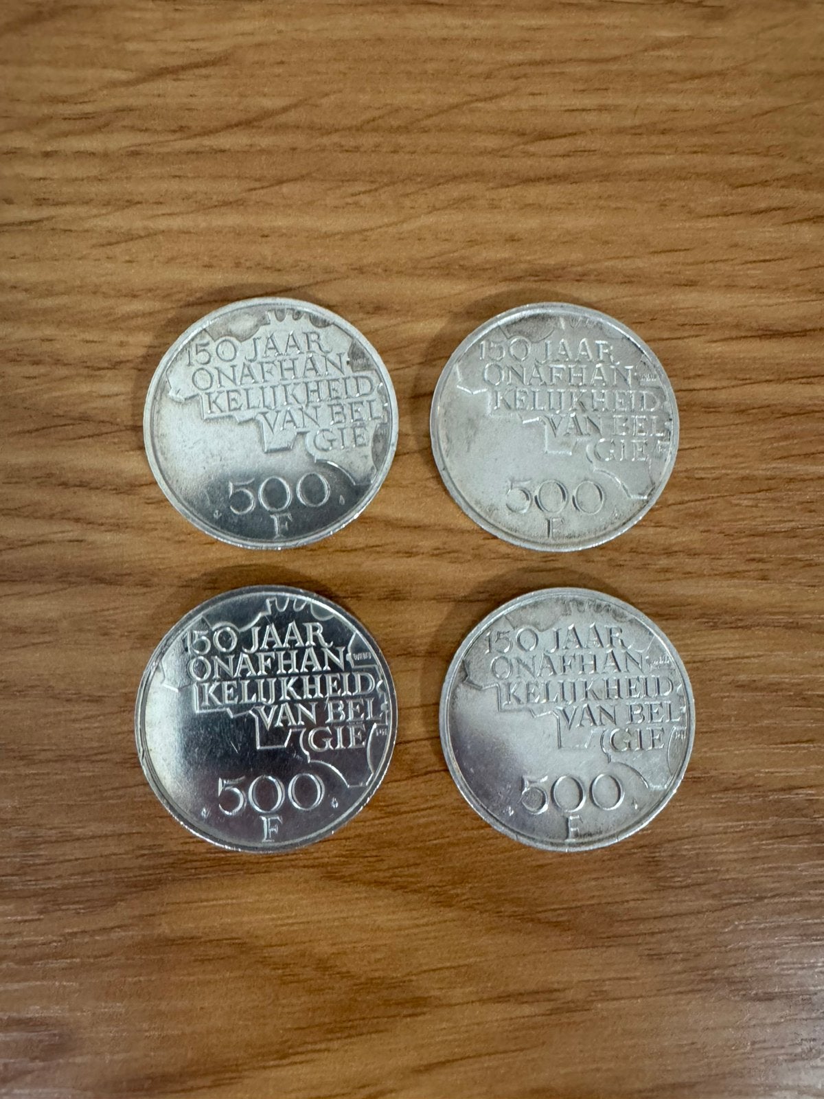 4 Belgische 500 Frank munten – Nederlandstalige uitvoering, Enlèvement ou Envoi, Belgique, Monnaie en vrac, Argent