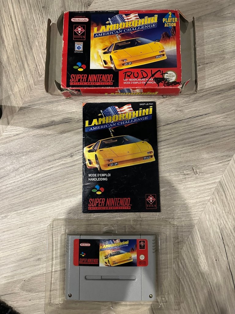 SNES Super Nintendo Lamborghini American Challenge spel, Ophalen, Gebruikt