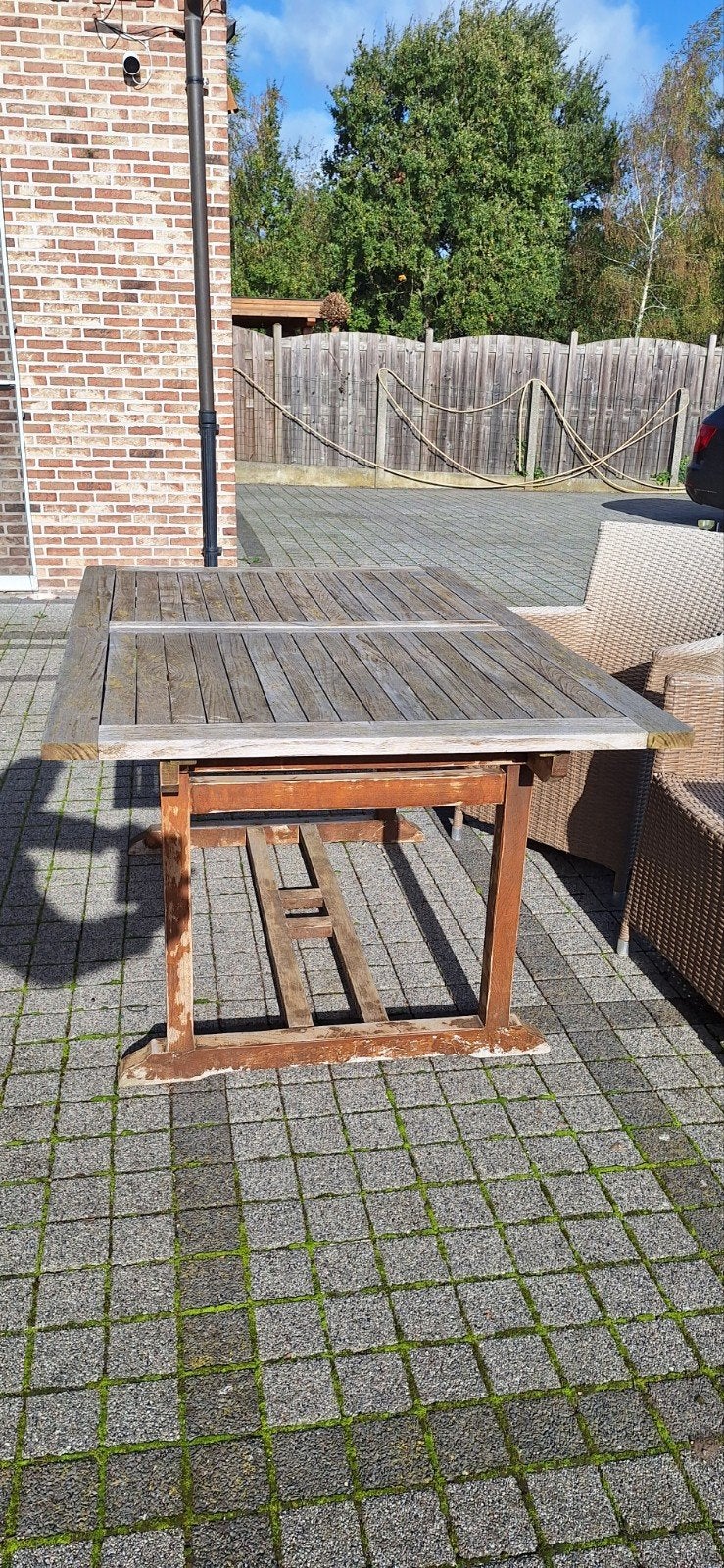 Teak tafel met 6 stoelen, Ophalen, Gebruikt, Rechthoekig, Teakhout