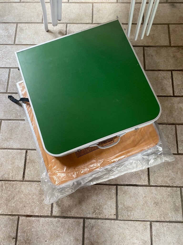 2x campingtafel met 4 stoeltjes en 2x opbergkast camping, Caravans en Kamperen, Kampeermeubelen, Ophalen, Zo goed als nieuw, Overige