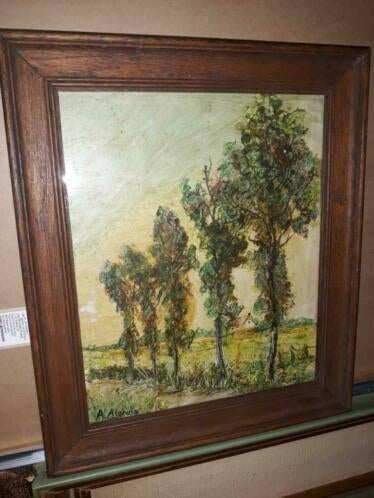 aquarelle paysage de ronse signe andree algrain, Enlèvement ou Envoi
