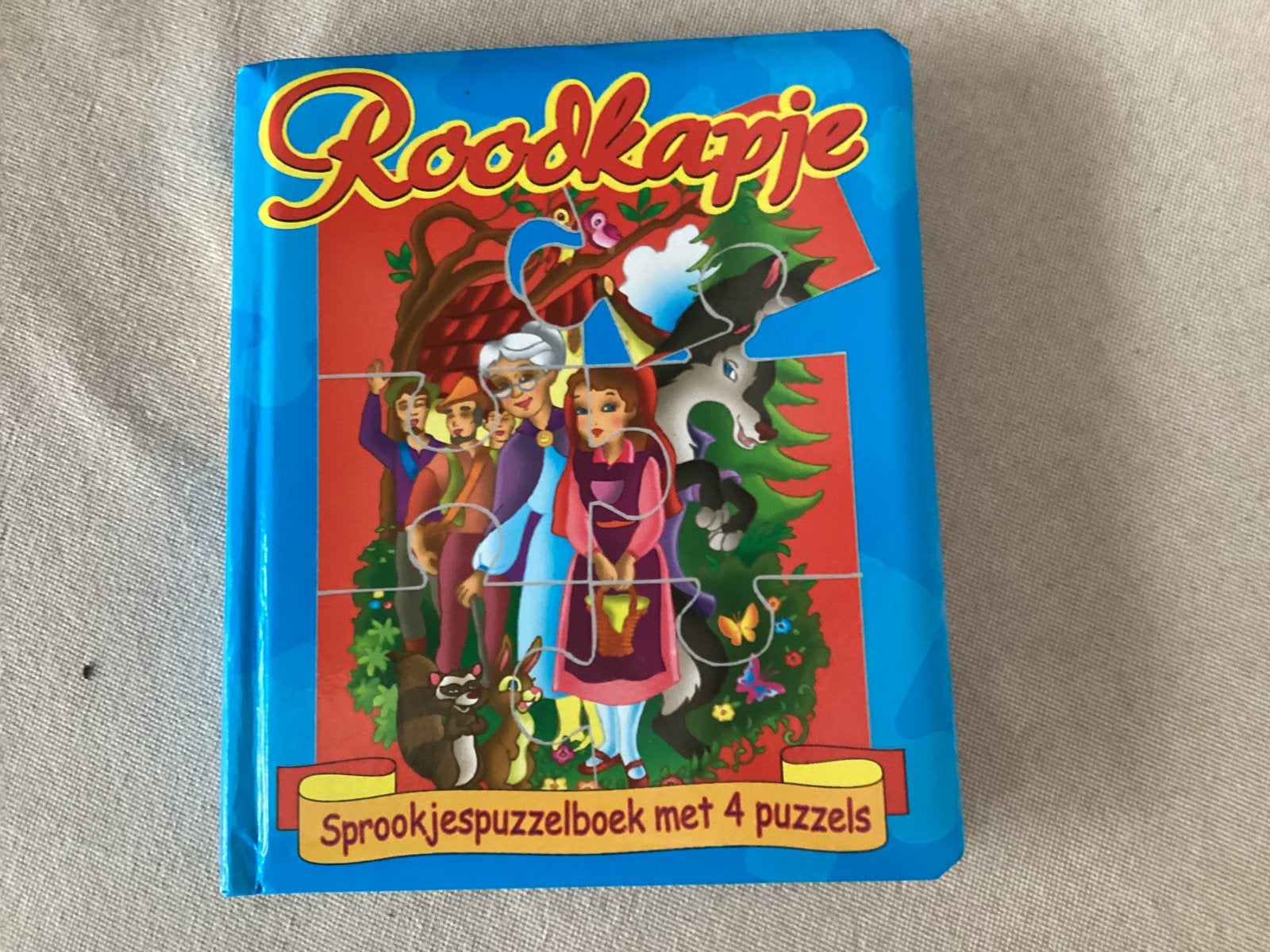 Sprookjespuzzelboek roodkapje met 4 puzzels, Livres, Livres pour enfants | 4 ans et plus, Enlèvement ou Envoi, Comme neuf