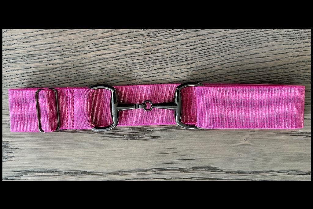 Glitter Roze - Zwart - Paardrij Riem - Trensriem - Paardrijr, Ophalen of Verzenden, Nieuw, Western, Overige typen