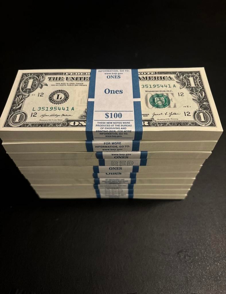 Billets en dollars de 1$ — paquet de 100 — état UNC, Enlèvement ou Envoi, Billets en vrac