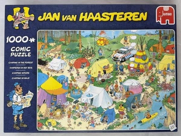 Jumbo Jan van Haasteren kamperen in het Bos Puzzel 1000 st., Verzenden, 500 t/m 1500 stukjes, Zo goed als nieuw, Legpuzzel