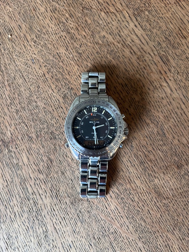 Breitling Pluton 3100 (A51038), Full Set, Doos & Papieren, Bijoux, Sacs & Beauté, Montre-bracelet, Breitling, Enlèvement, Acier