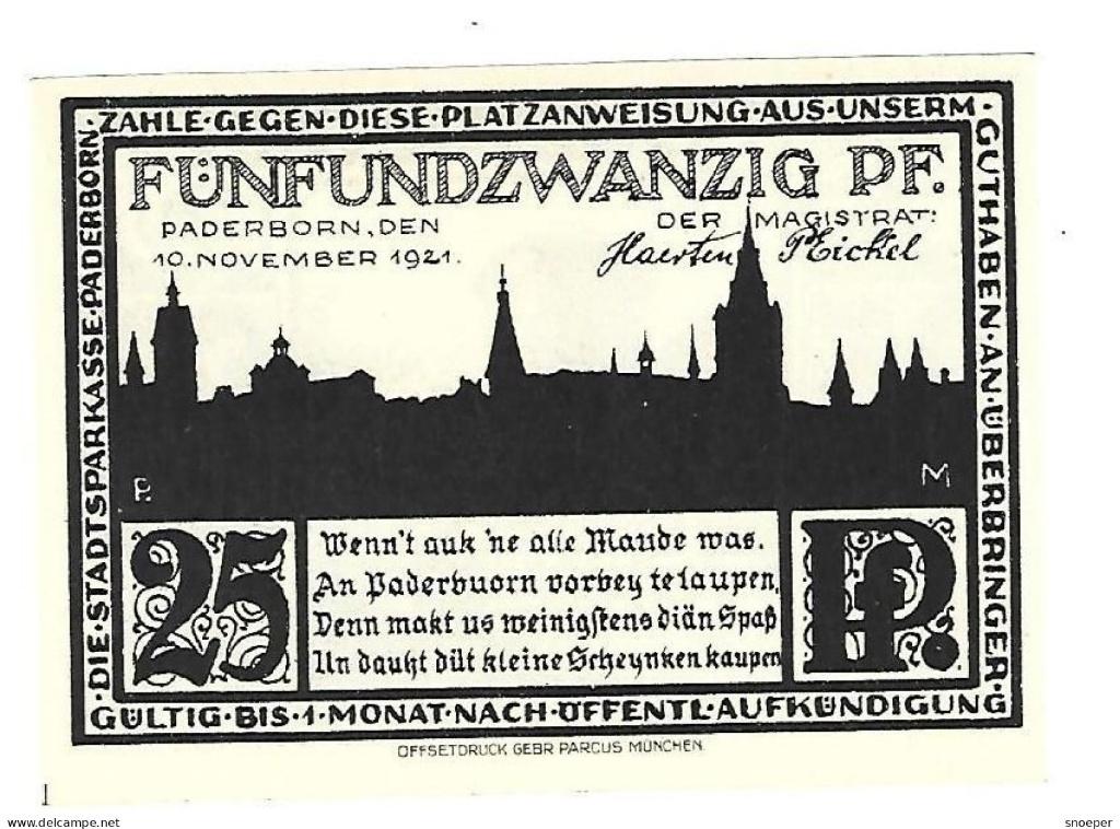 notgeld Paderborn 25 pfennig 1043.4, Postzegels en Munten, Verzenden, Duitsland, Los biljet