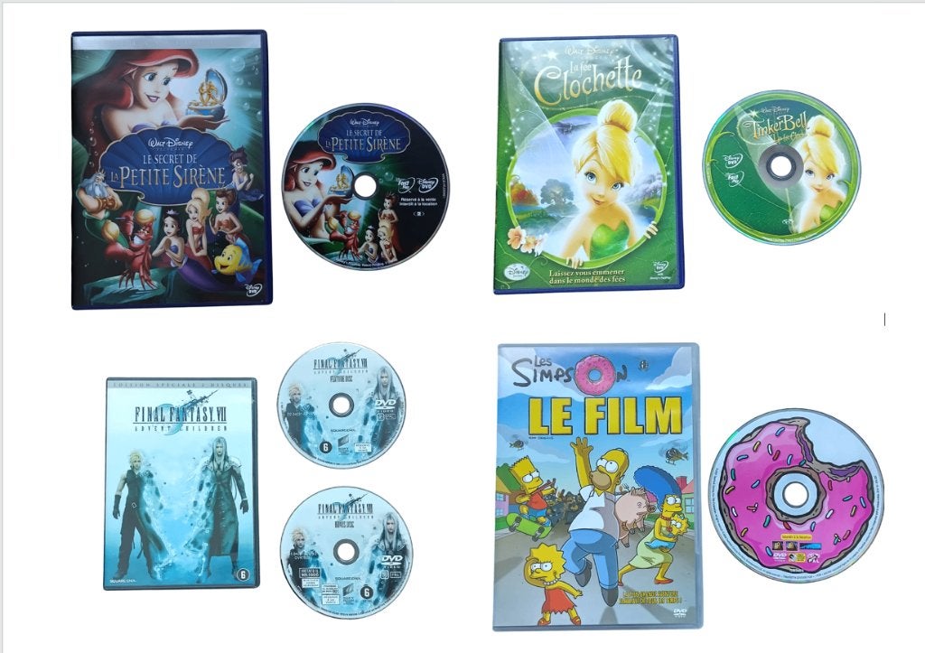 4 films DVD dessin animé (prix pièce), Enlèvement, Comme neuf, Dessin animé, Comprend un boîtier