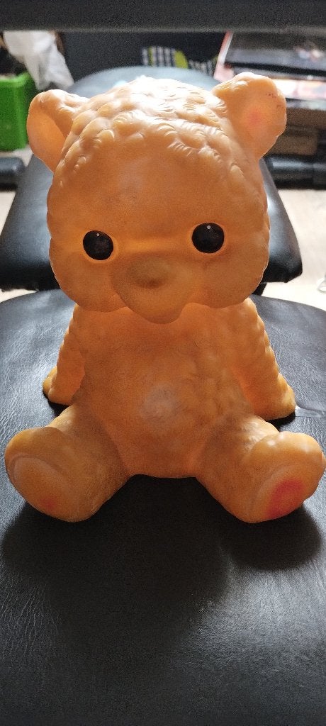 Vintage West-Germany Teddybeer Piepfiguur Rubber Beer 1960s, Enlèvement ou Envoi, Utilisé, Autres types, Autres marques