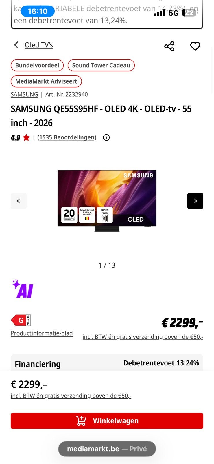 NIEUW IN DOOS Samsung tv s95h OLED 55”, TV, Hi-fi & Vidéo, Enlèvement, Neuf, OLED, Samsung