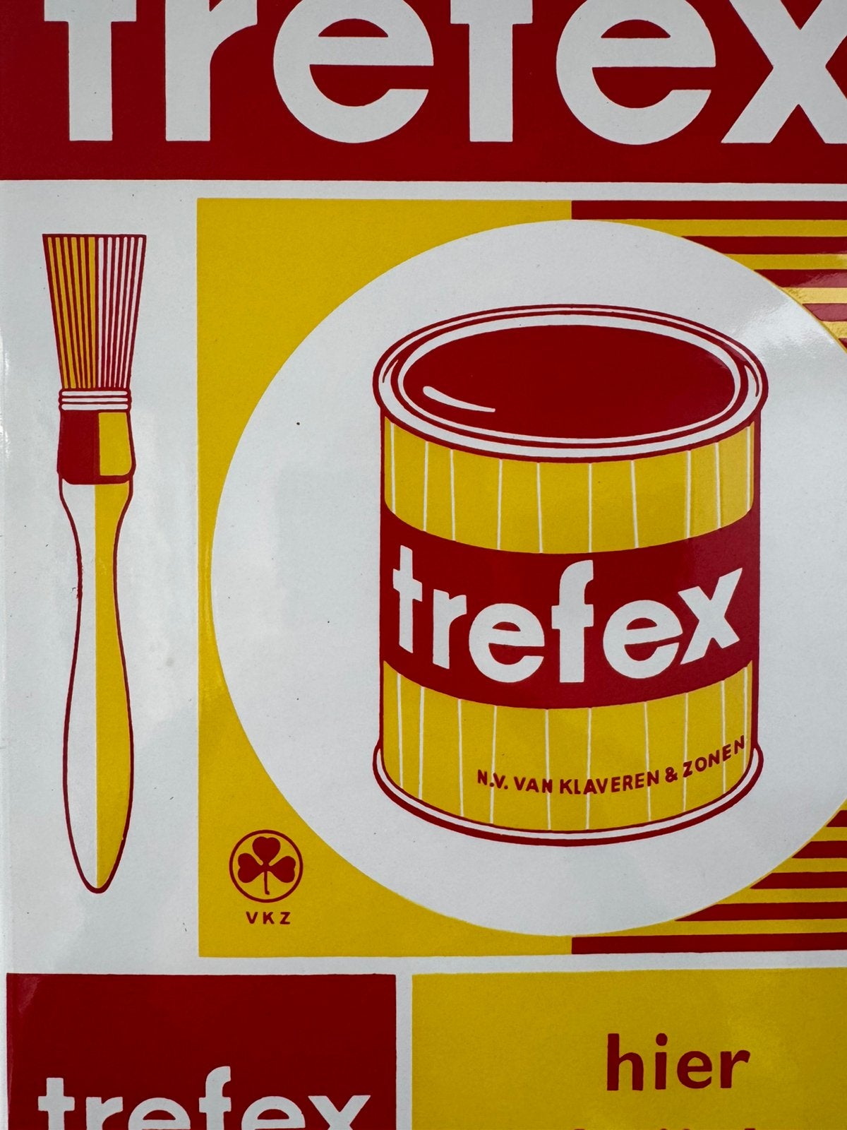 Trefex Verf oud zeldzaam emaille reclamebord, Reclamebord, Gebruikt, ., Ophalen of Verzenden