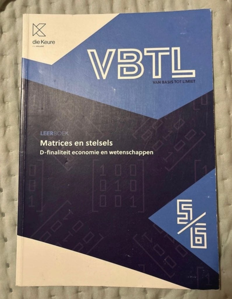 wiskunde boek VBTL matrices en stelsels, Boeken, ASO, Wiskunde A, Die keure, Ophalen