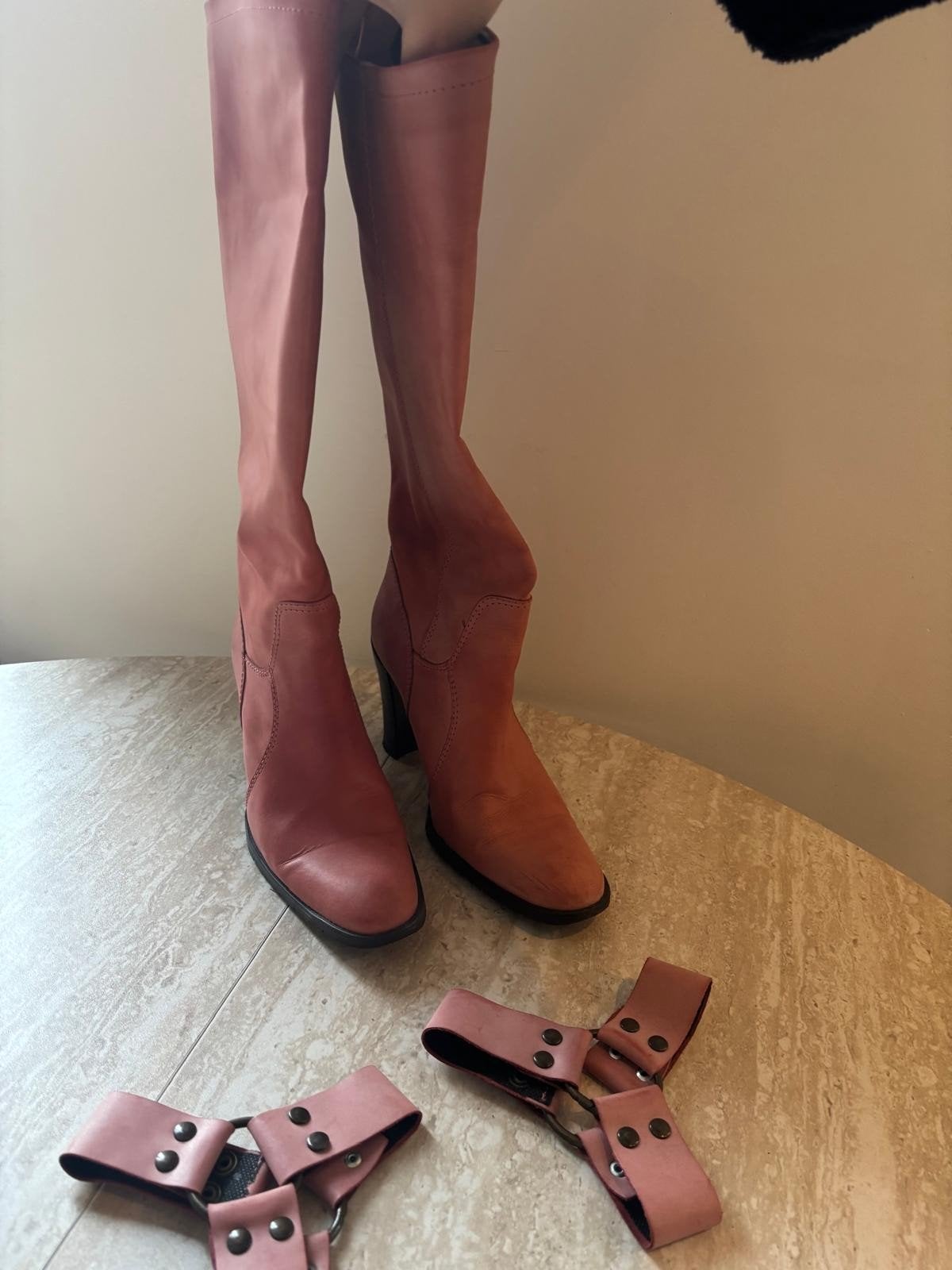 bottes hautes en cuir avec sangles amovibles Fornera Milano, Enlèvement, Comme neuf, Bottes hautes