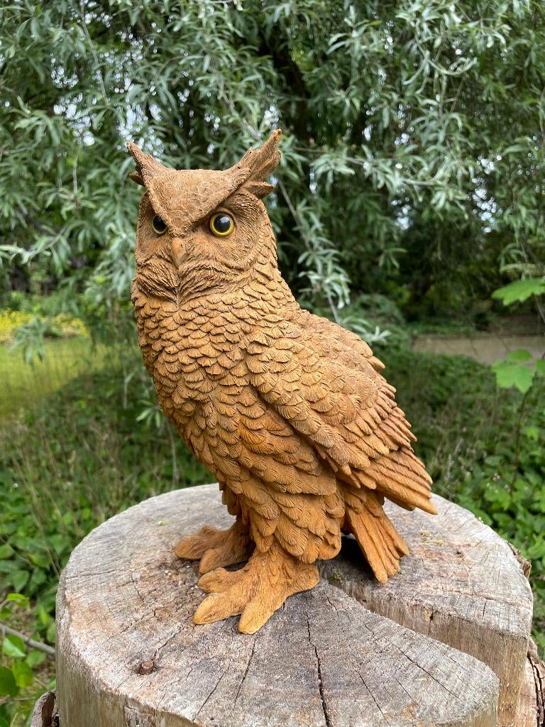 Beeld Bruine uil, tuin, dieren, vogels 30cm, Ophalen of Verzenden, Nieuw, Kunststof, Dierenbeeld
