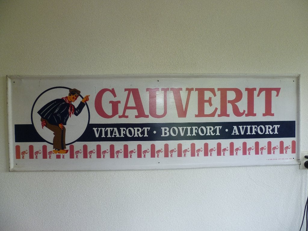 BLIKKEN RECLAMEBORD"GAUVERIT"UIT 1957, Ophalen of Verzenden, Gebruikt, Reclamebord