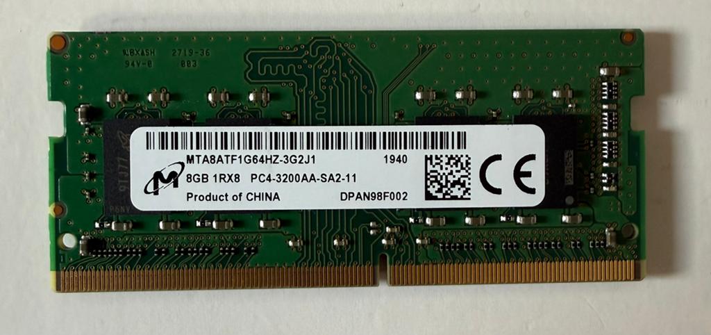 Micron 8GB  1Rx8 PC4  3200AA SA2-11, Computers en Software, RAM geheugen, Ophalen of Verzenden, Zo goed als nieuw