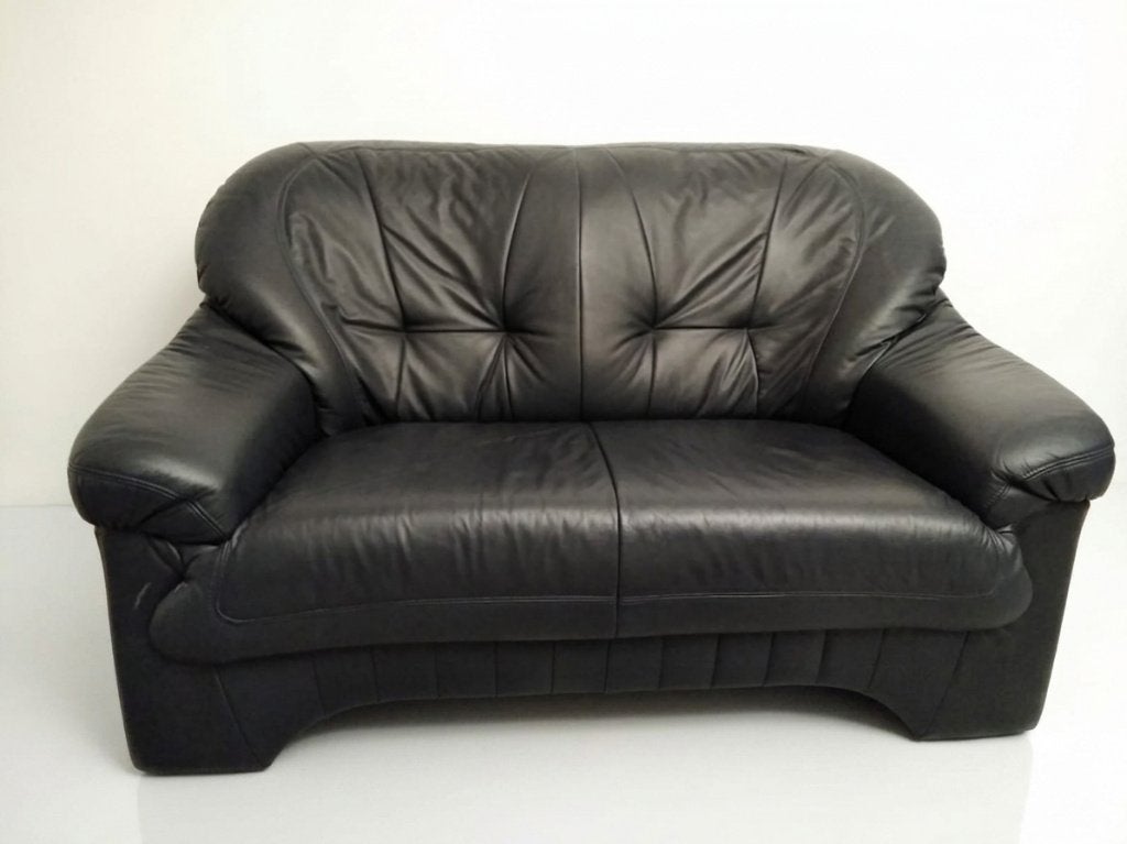 Canapé 2 places parfait état cuir noir pour 100€, Maison & Meubles, Banc droit, Comme neuf, Enlèvement, Cuir