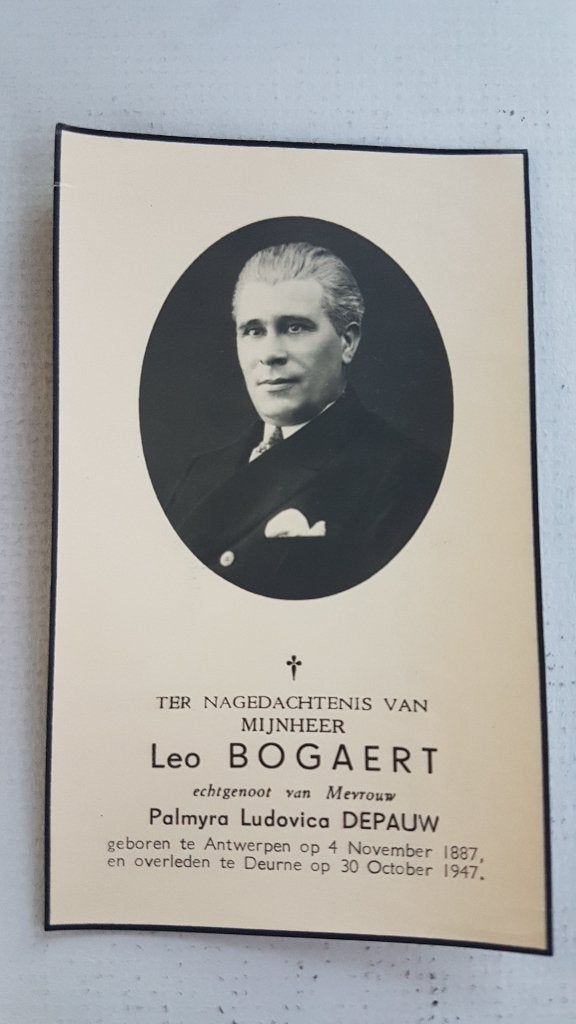 DP Leo Bogaert (x Palmyra Ludovica Depauw ) Antwerpen Deurne, Verzamelen, Bidprentjes en Rouwkaarten, Ophalen of Verzenden, Rouwkaart