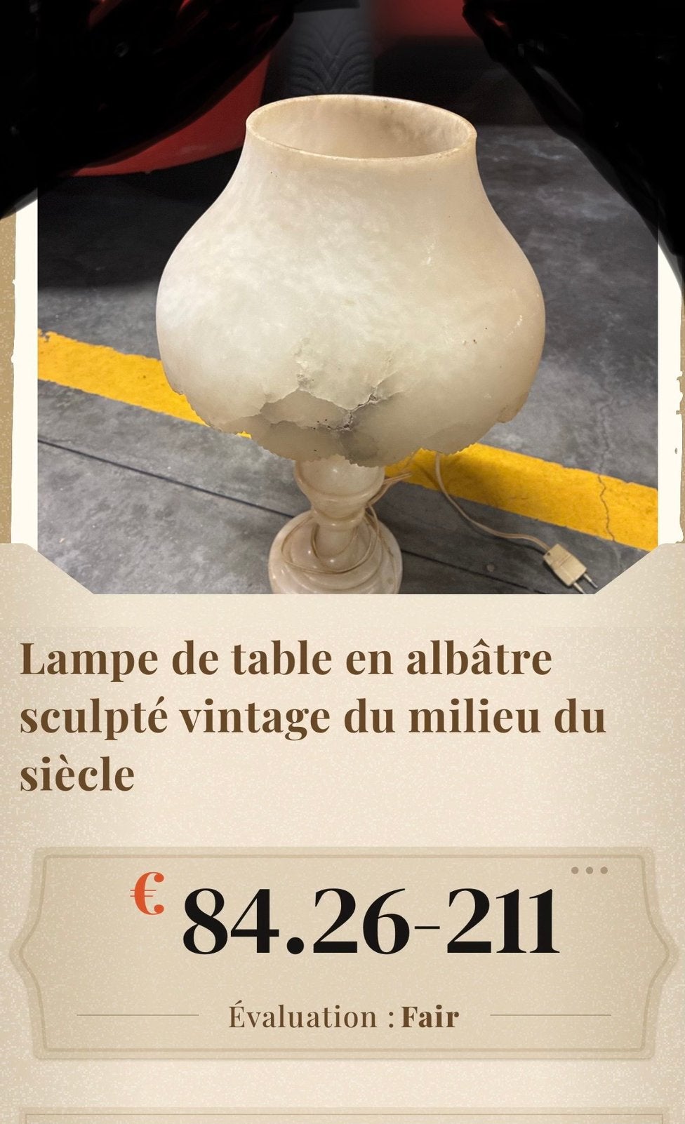 LAMPE DE TABLE ALBÂTRE SCUCLTÉ VINTAGE MILIEU DU SIÈCLE, Antiquités & Art, Enlèvement