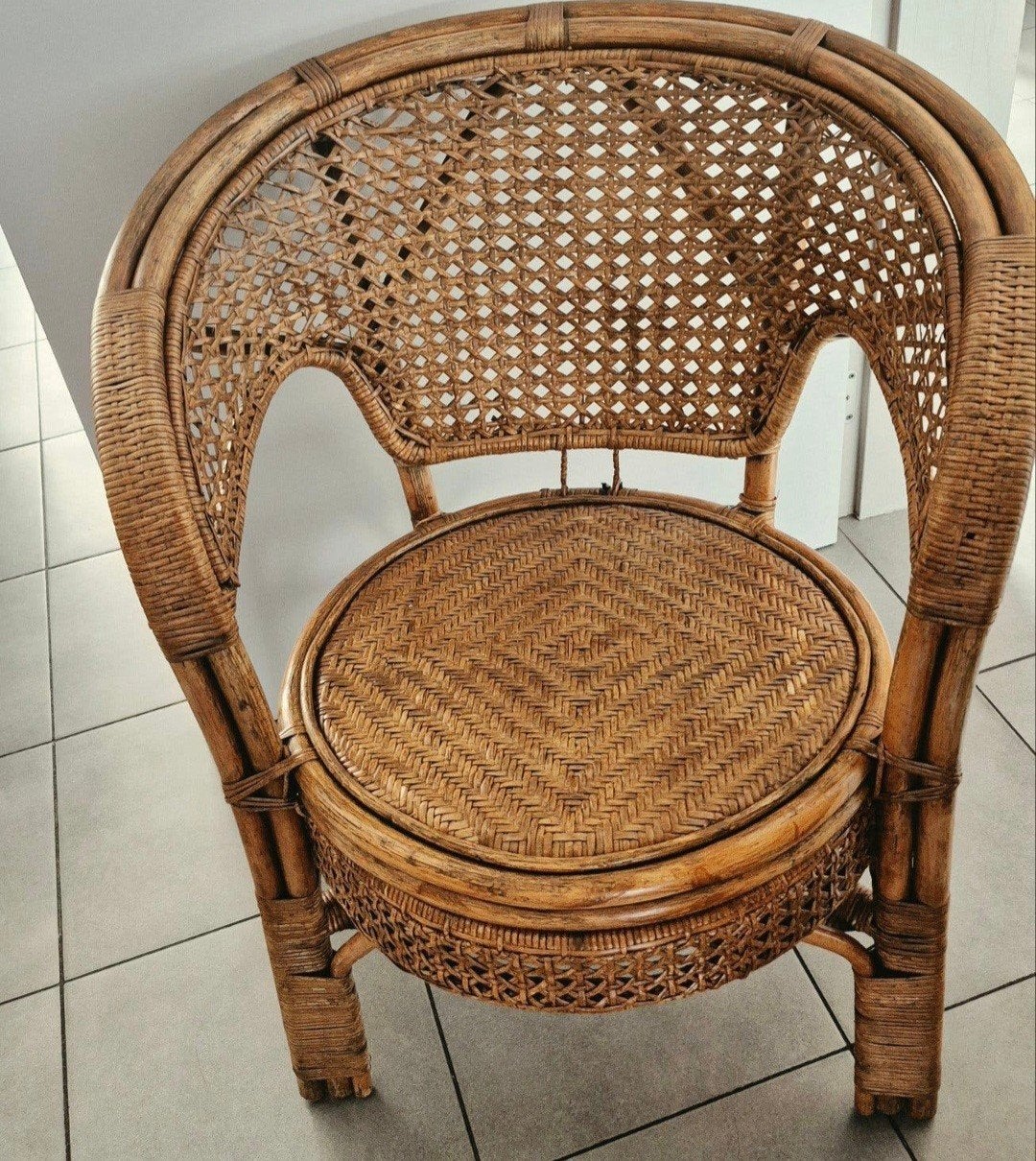 Chaise en rotin de style vintage, Maison & Meubles, Enlèvement