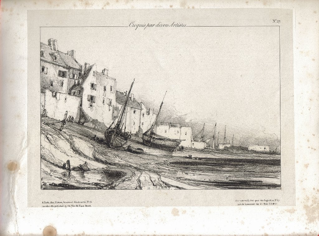 Eugène Isabey litho "Croquis par Diverses Artistes", 1830, Origineel, Ophalen, Landschappen, Lithografie
