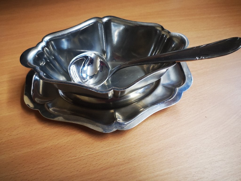 Inox souspan met lepel, Huis en Inrichting, Keuken | Bestek, Ophalen of Verzenden