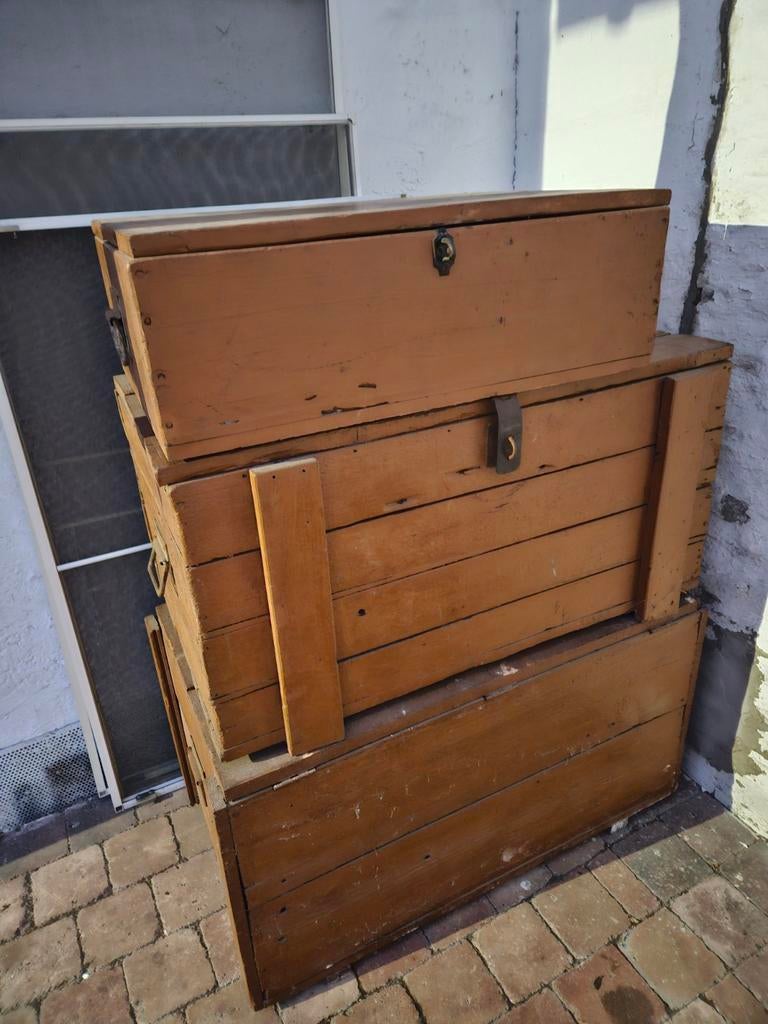 Coffres en bois,  très bon état !, Ophalen, Metaal