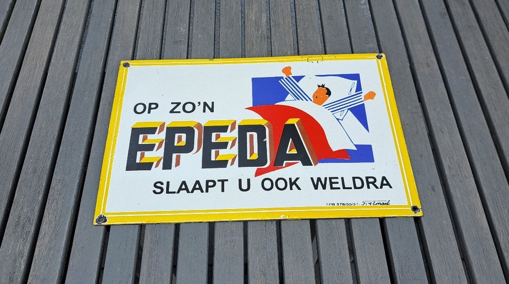Émail Epeda 1951, Collections, Enlèvement ou Envoi, Utilisé, Panneau publicitaire