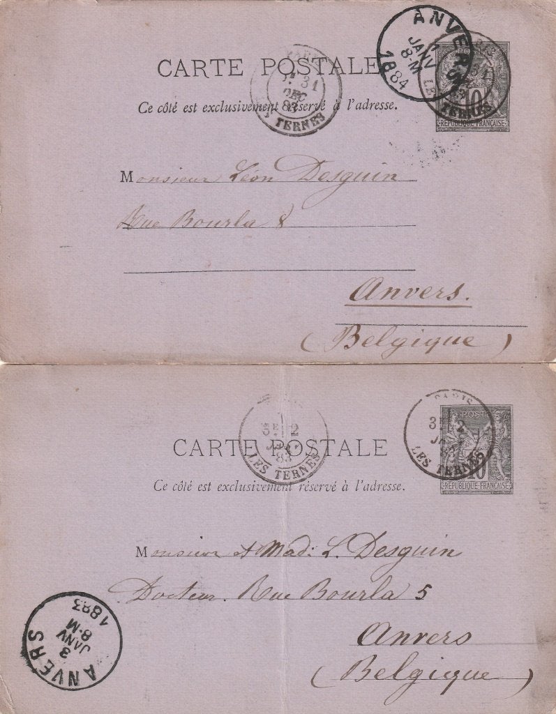 2 cartes postales anciennes France, Envoi, Affranchie, France