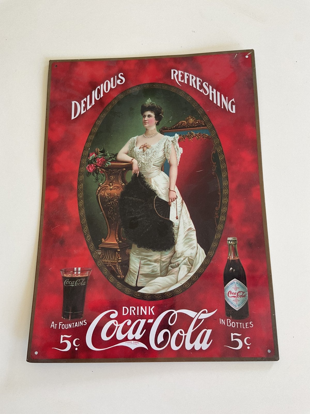 Plaque en tôle Coca-Cola, Enlèvement ou Envoi, Utilisé, Panneau publicitaire