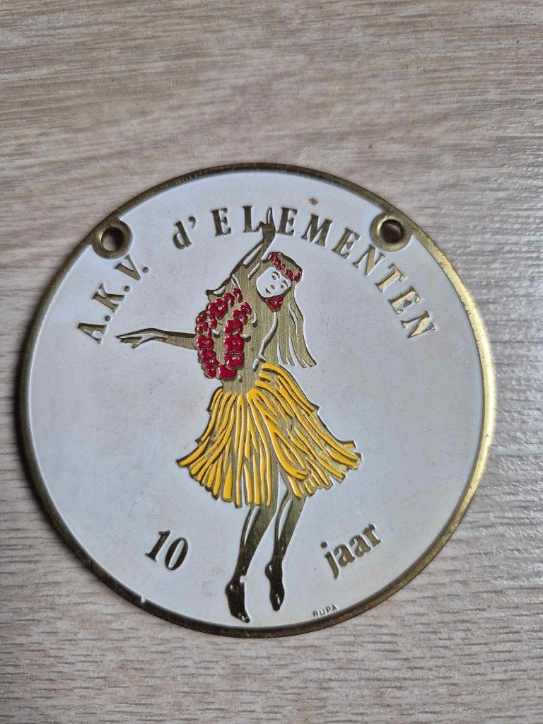 Carnaval medaille Aalst A.K.V. D'elementen 10 jaar, Ophalen of Verzenden