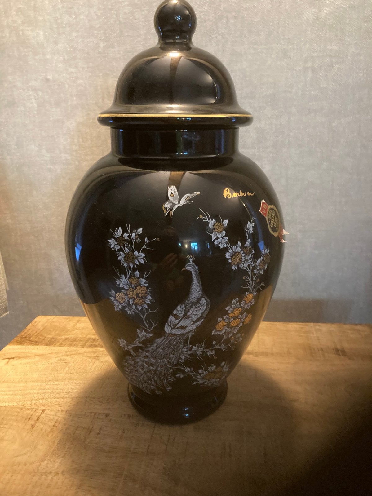 Vintage Originele Barbosa siervaas, Ophalen, Zwart, 35 cm, Met deksel