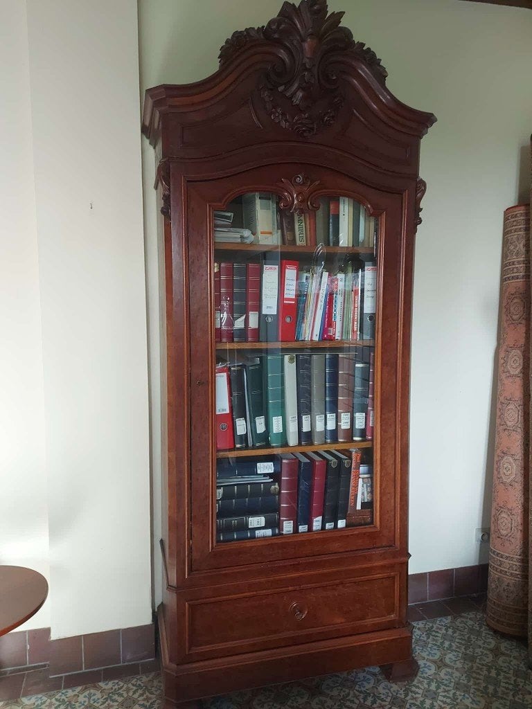 Antieke houten vitrinekast met enkele glazen deur, Antiek en Kunst, Ophalen