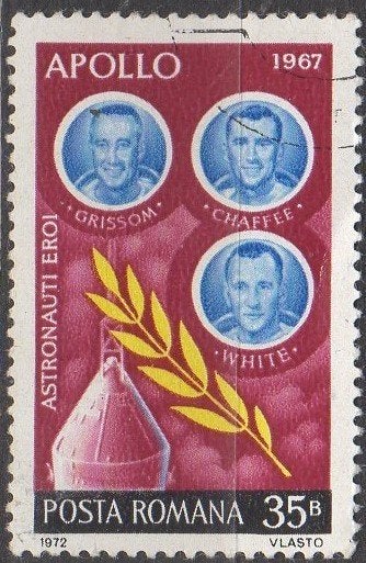 Roemenië - Astronauten Appolo 1 - 1967, Ophalen of Verzenden, Gestempeld