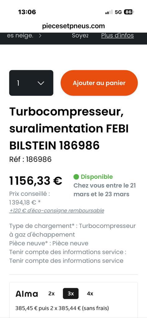 Turbo et pompe a gasoil, Tickets & Billets, Une personne, Autres, Forfait, Autres types