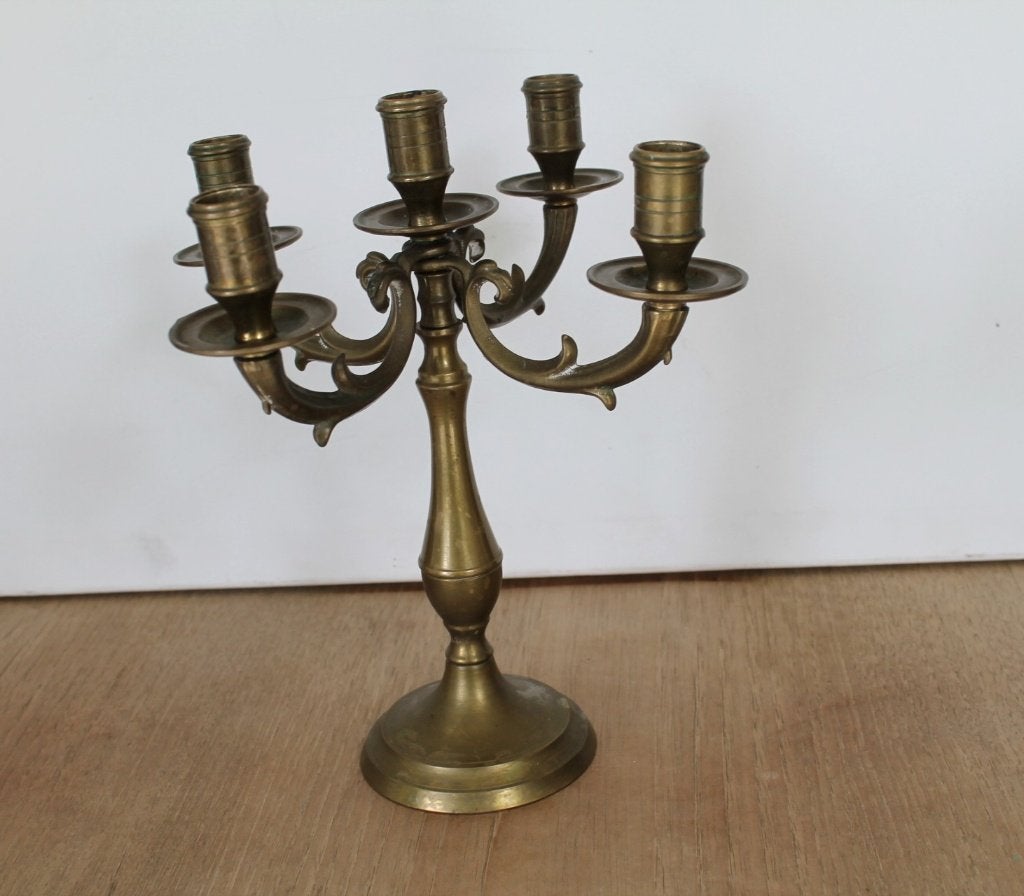 Kandelaar, messing, vintage Barokke Provence fifties, Huis en Inrichting, Woonaccessoires | Kandelaars en Kaarsen, Gebruikt, Kandelaar