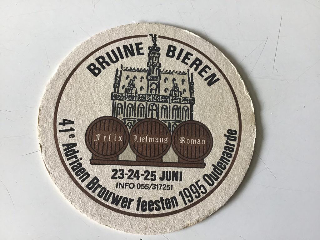 Bierviltje Adriaen Bierfeesten Oudenaarde 1995, Ophalen, Gebruikt, Viltje(s)