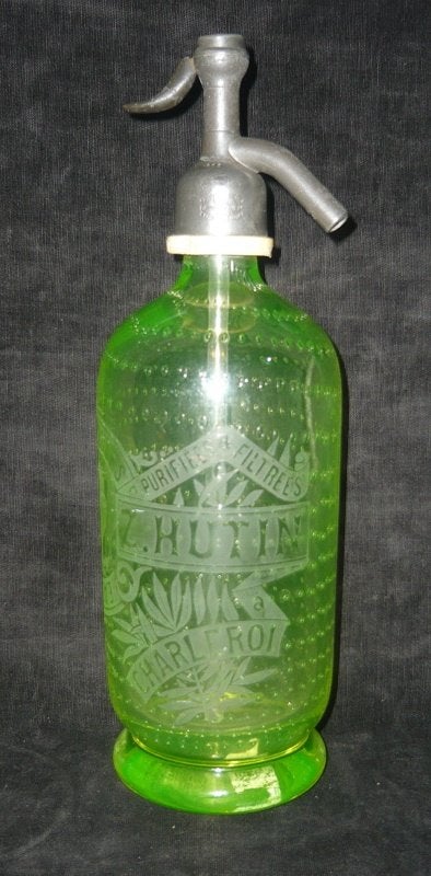 SIPHONFLES URANIUMGLAS ZÉNOBLE HUTIN CHARLEROI CA 1920, Ophalen of Verzenden