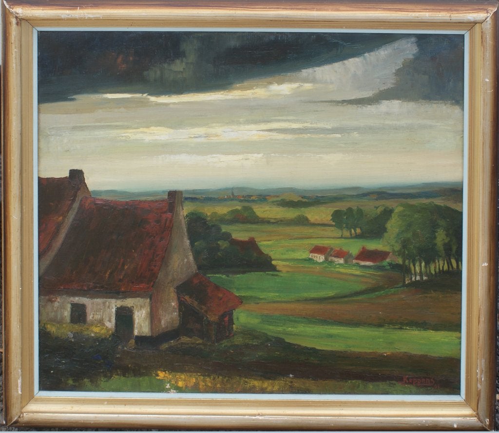 Juul Keppens (1910-1992): Landschap 1938 (O/D, 81 x 71 cm), Antiek en Kunst, Ophalen of Verzenden