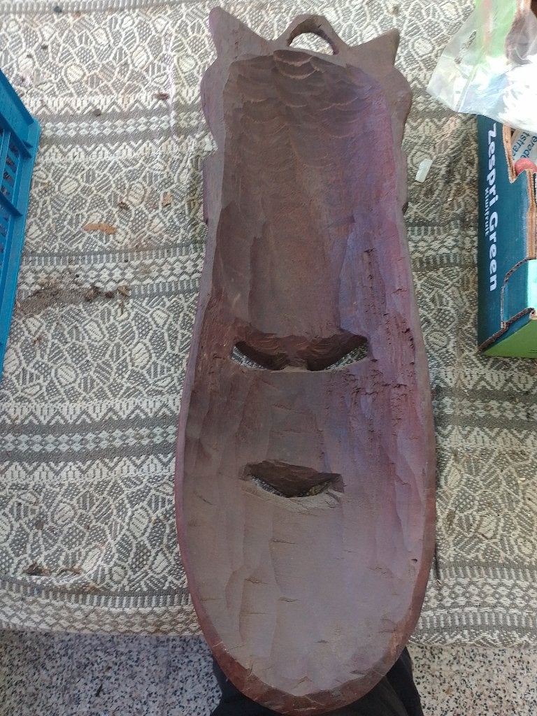 Afrikaanse houten masker, Bois, Brun, Fait main, Masque