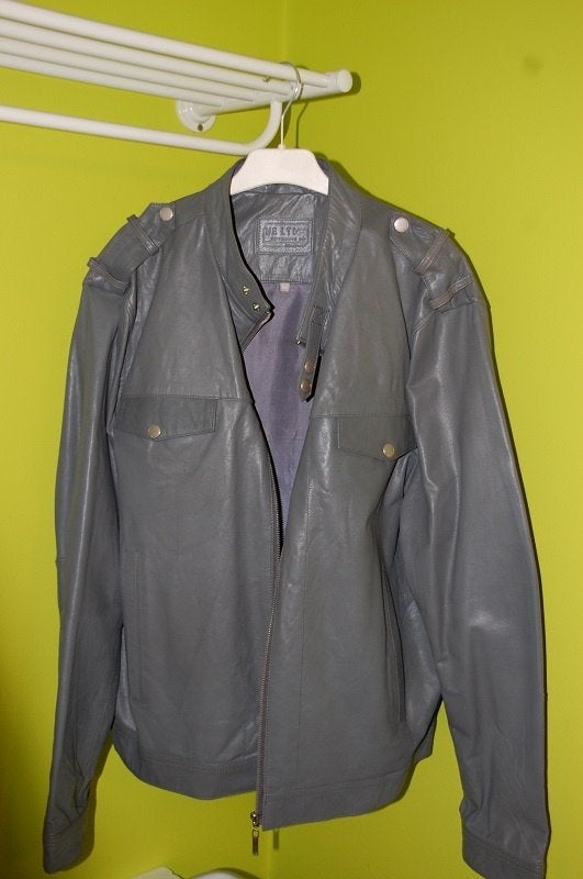 Leren jas, Kleding | Heren, Jassen | Winter, Ophalen, Zo goed als nieuw, Maat 56/58 (XL), Grijs