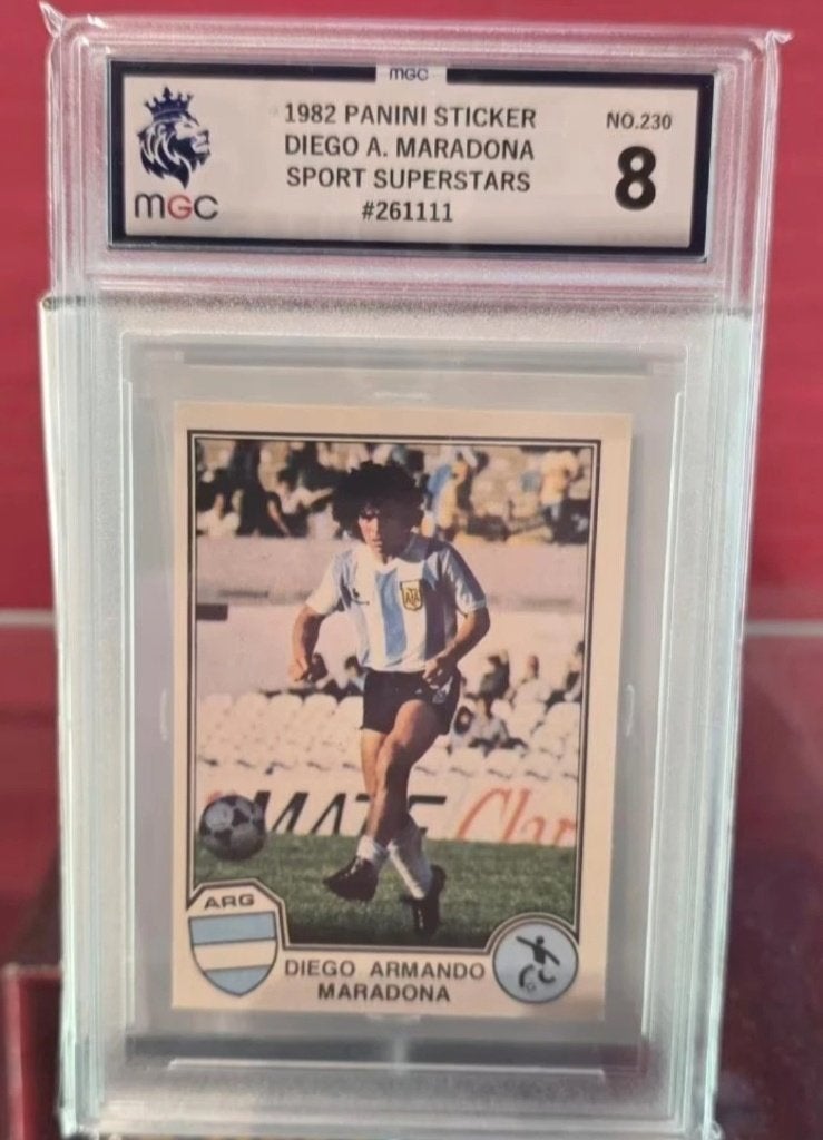 Panini+Maradona Superstars #230 +Wereldbeker 82+GEEN PSA, Ophalen of Verzenden, Zo goed als nieuw, Poster, Plaatje of Sticker