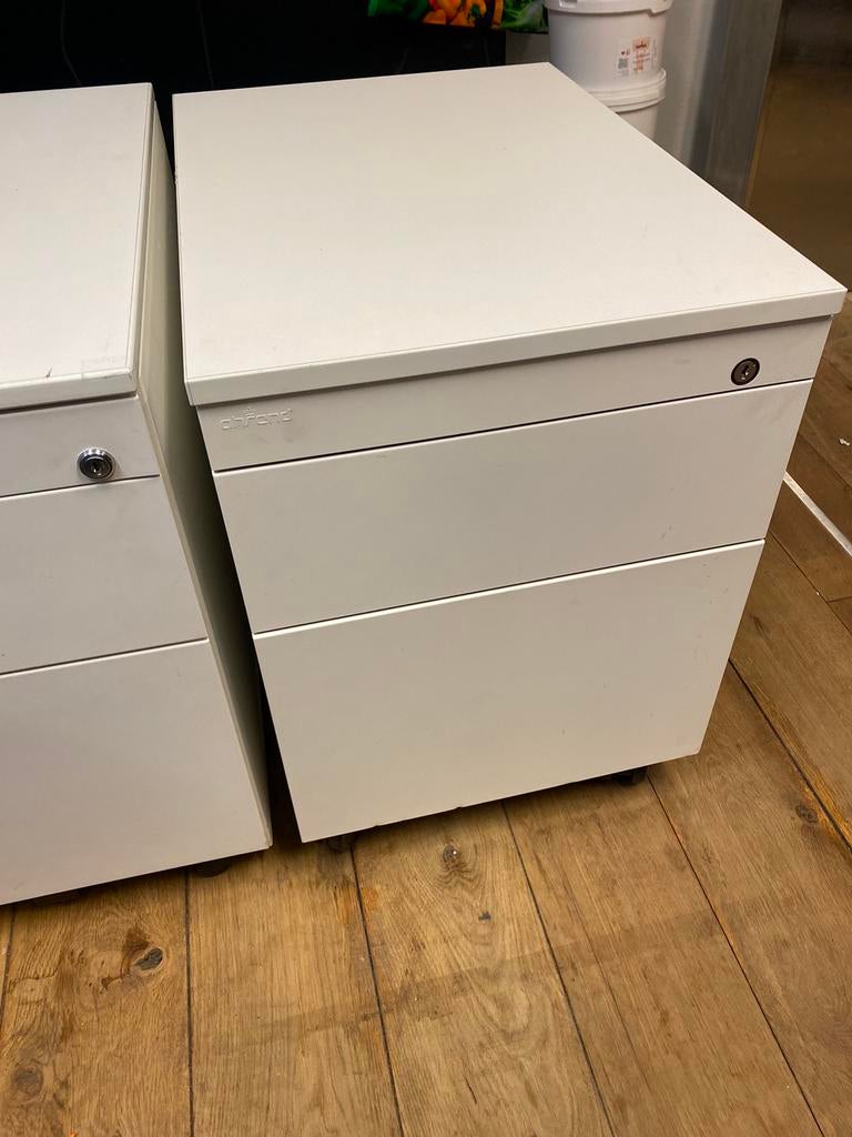 2 ladekastjes - 3 lades - wit op wieltjes, Moins de 100 cm, Enlèvement, Utilisé, Moins de 50 cm