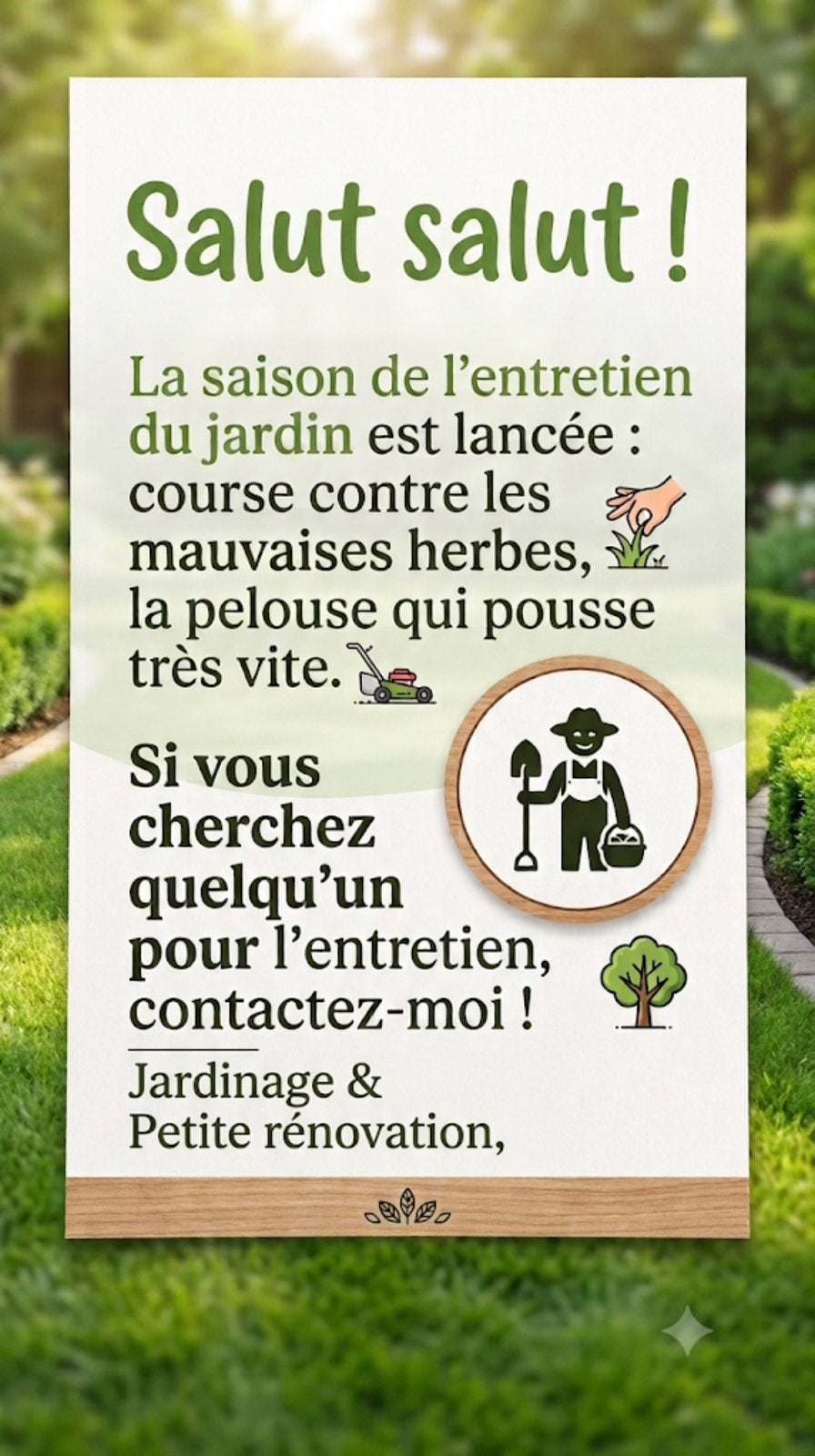 Jardinage, Enlèvement ou Envoi
