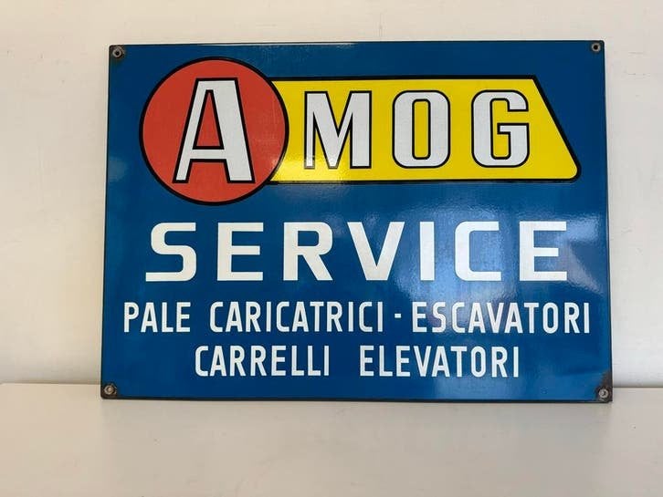 Vintage AMOG SERVICE Emaille Reclamebord - Italiaans, Antiek en Kunst