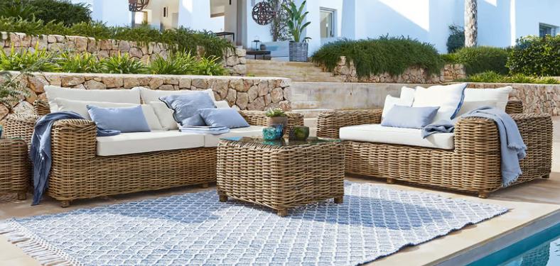 Luxe loungeset in rotan, Ophalen, 5 zitplaatsen, Rotan, Nieuw